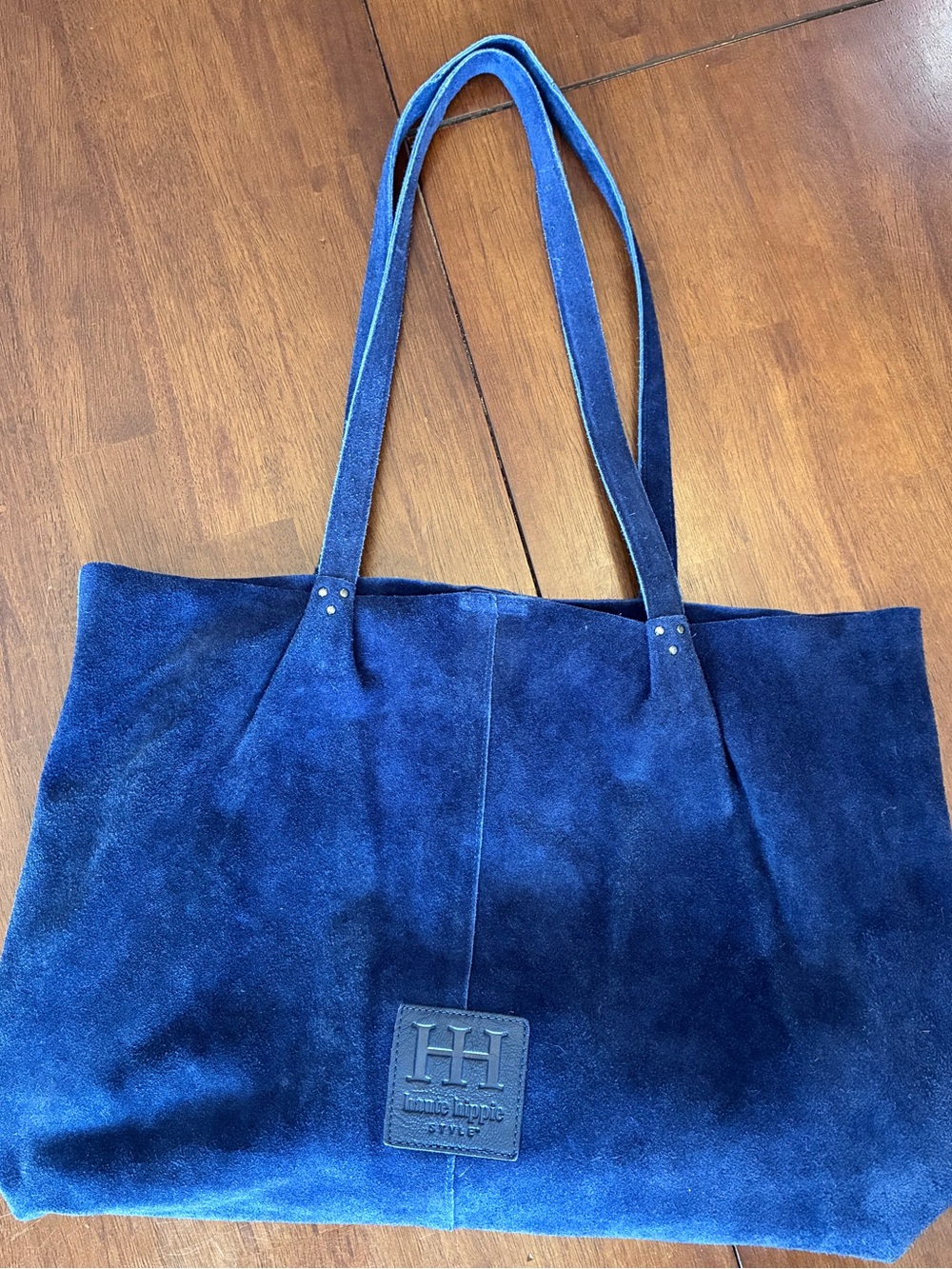 Haute Hippie Navy Suede Tote with Dual Shoulder Straps